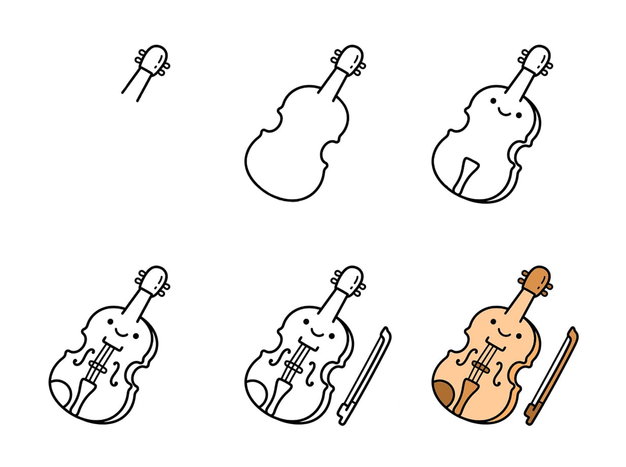 Cute Cartoon Violin Drawing Ideas