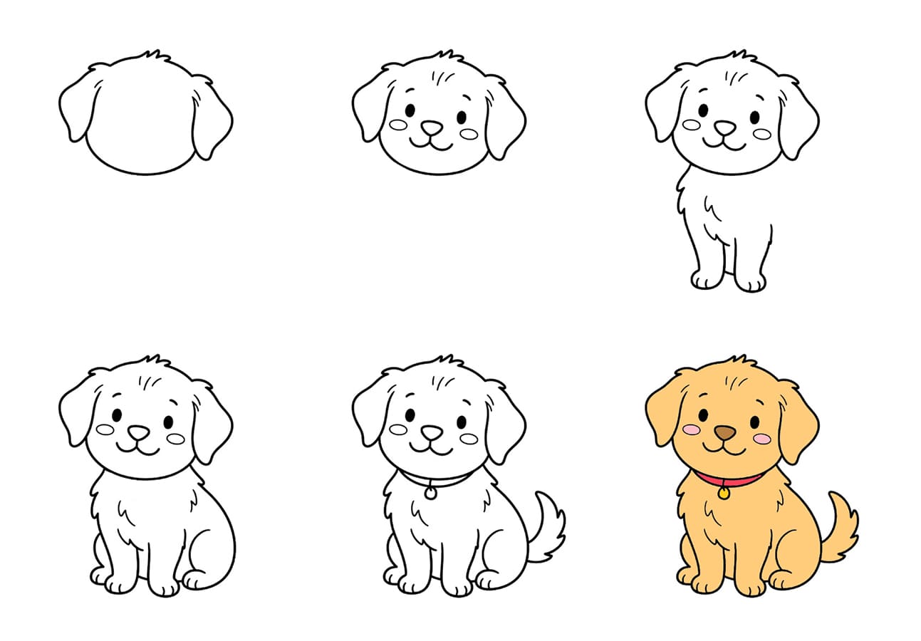 Cute Golden Retriever puppy Drawing Ideas