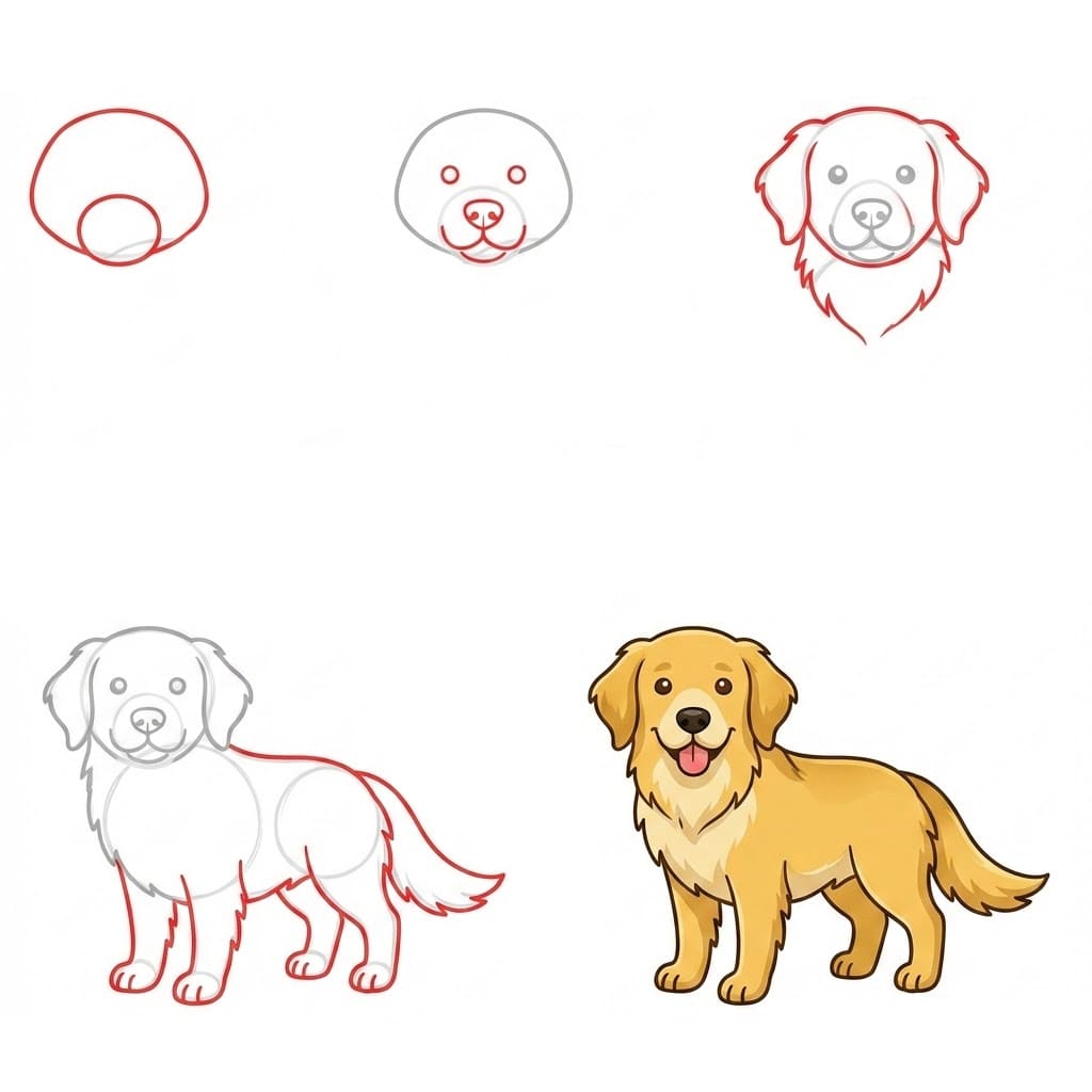 Cute Golden Retriever Drawing Ideas