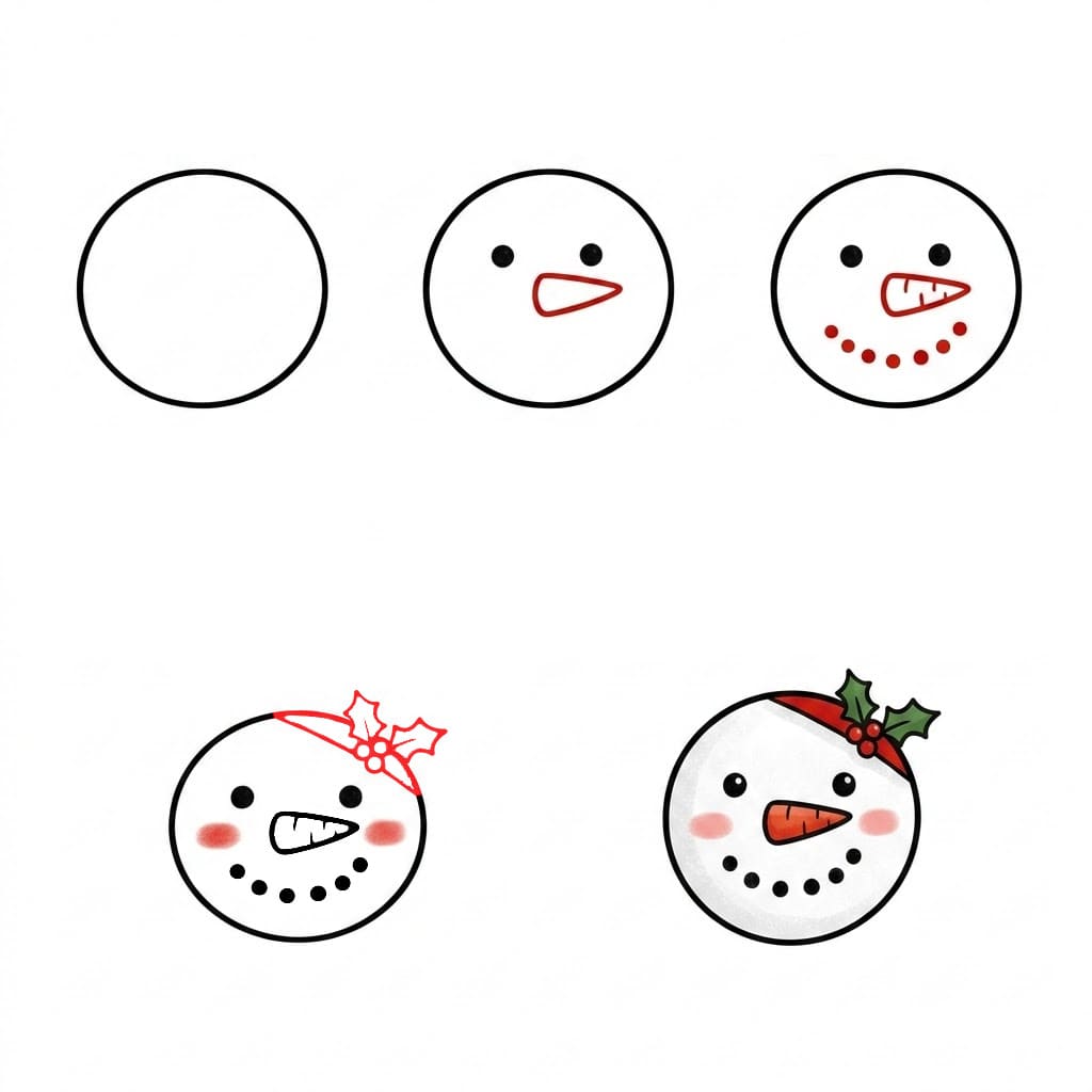Cute Snowman Face Drawing Ideas