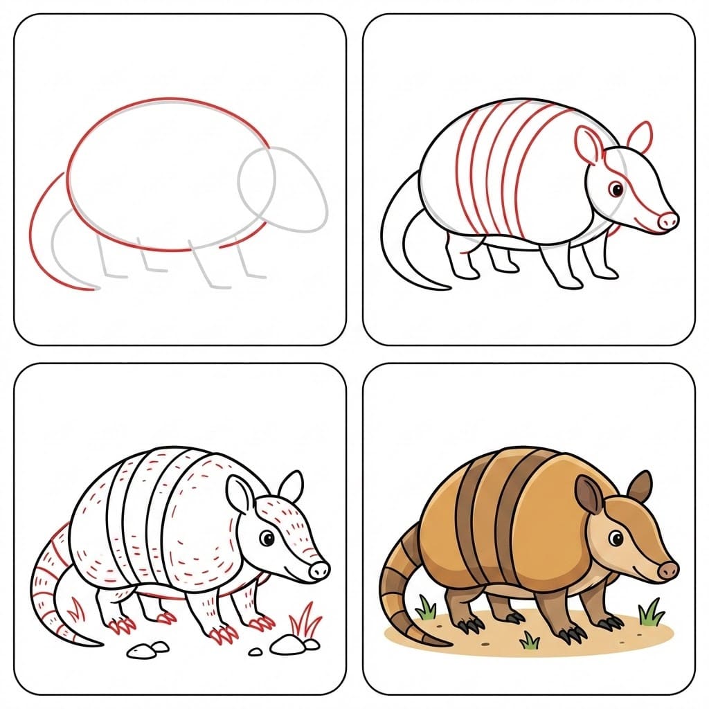 Cute armadillo Drawing Ideas
