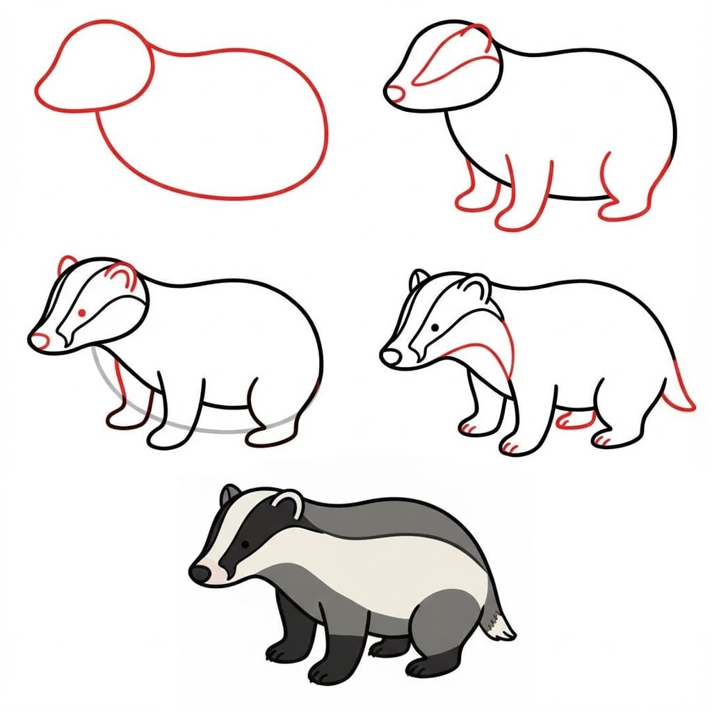 Cute badger Drawing Ideas