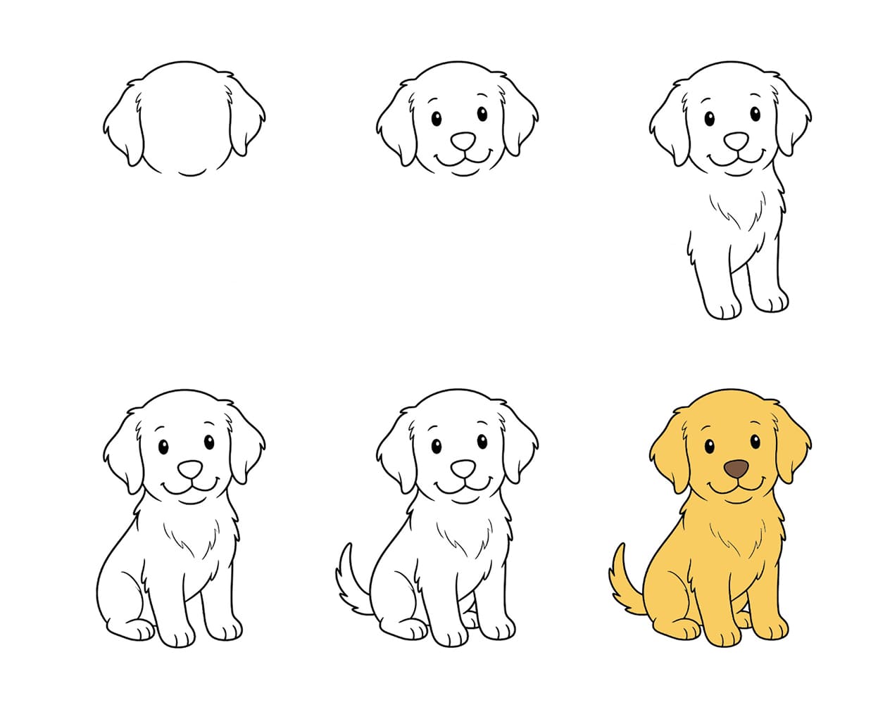 Cute cartoon Golden Retriever Drawing Ideas