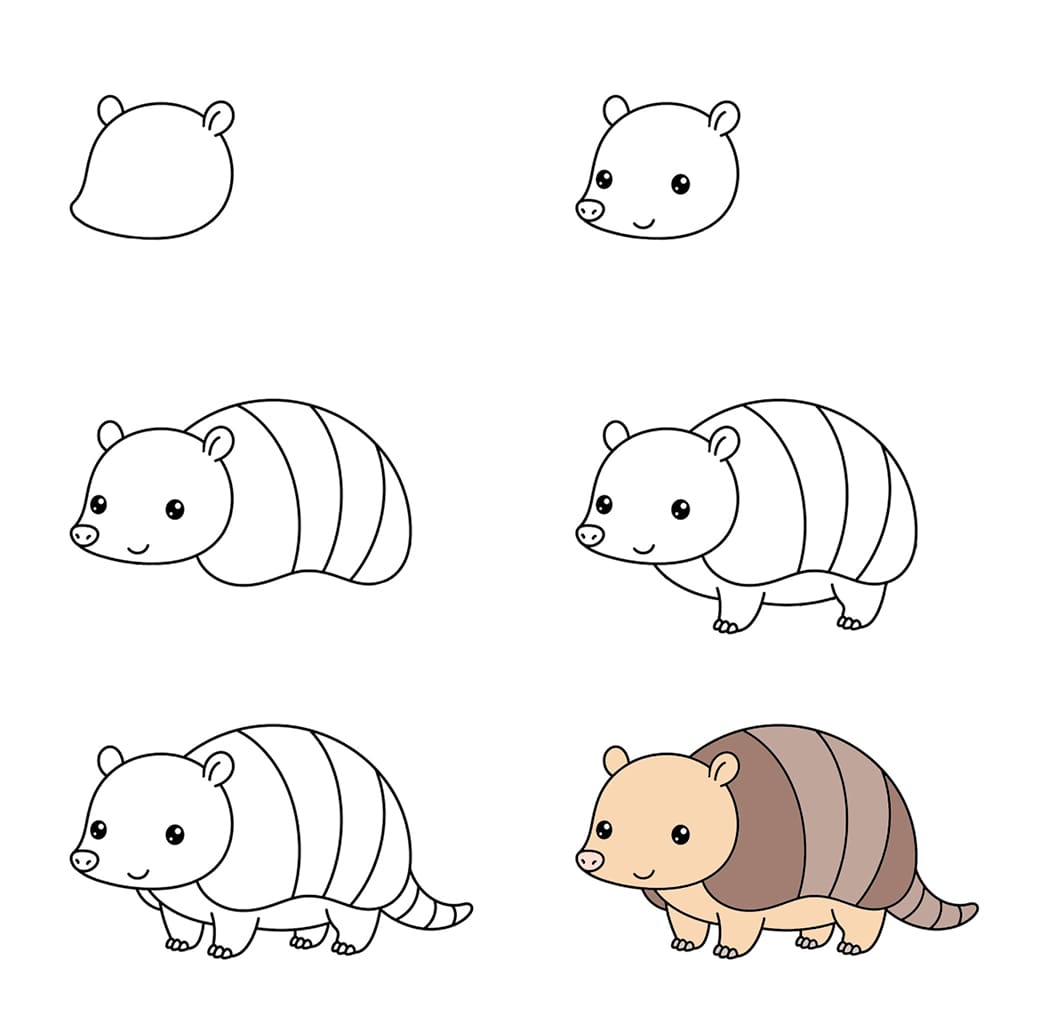 Cute cartoon armadillo Drawing Ideas