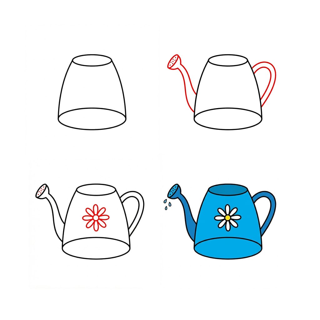 Cute watering can Drawing Ideas