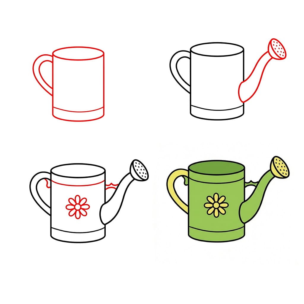 Decorative watering can Drawing Ideas