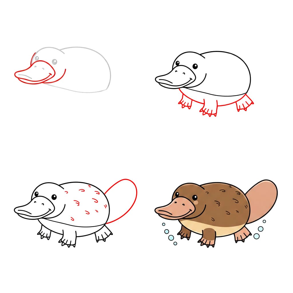 Diving platypus Drawing Ideas
