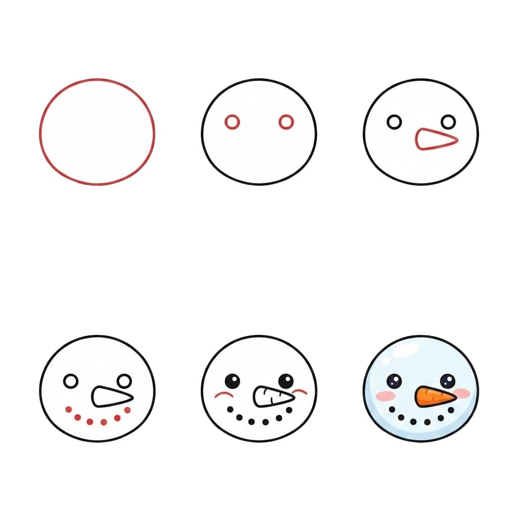 Easy Snowman Face Drawing Ideas