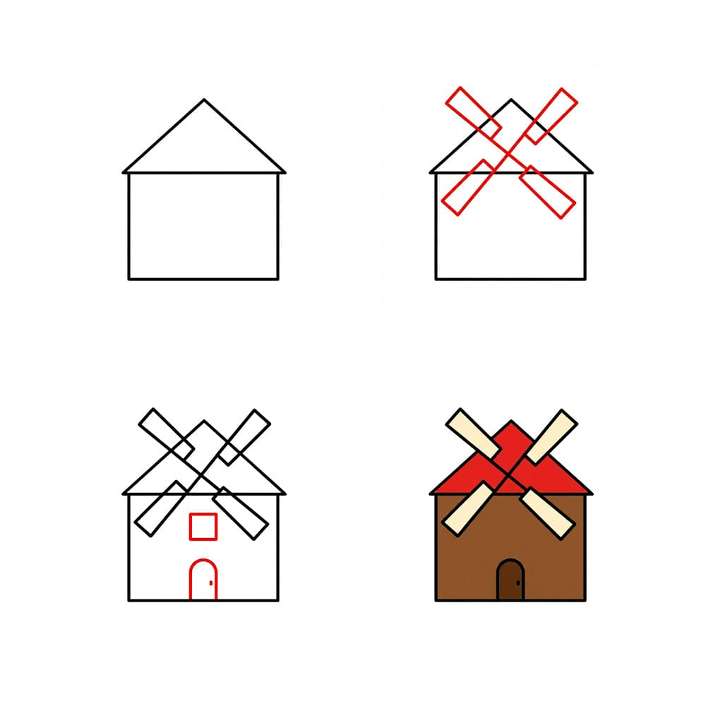 Easy Windmill Drawing Ideas