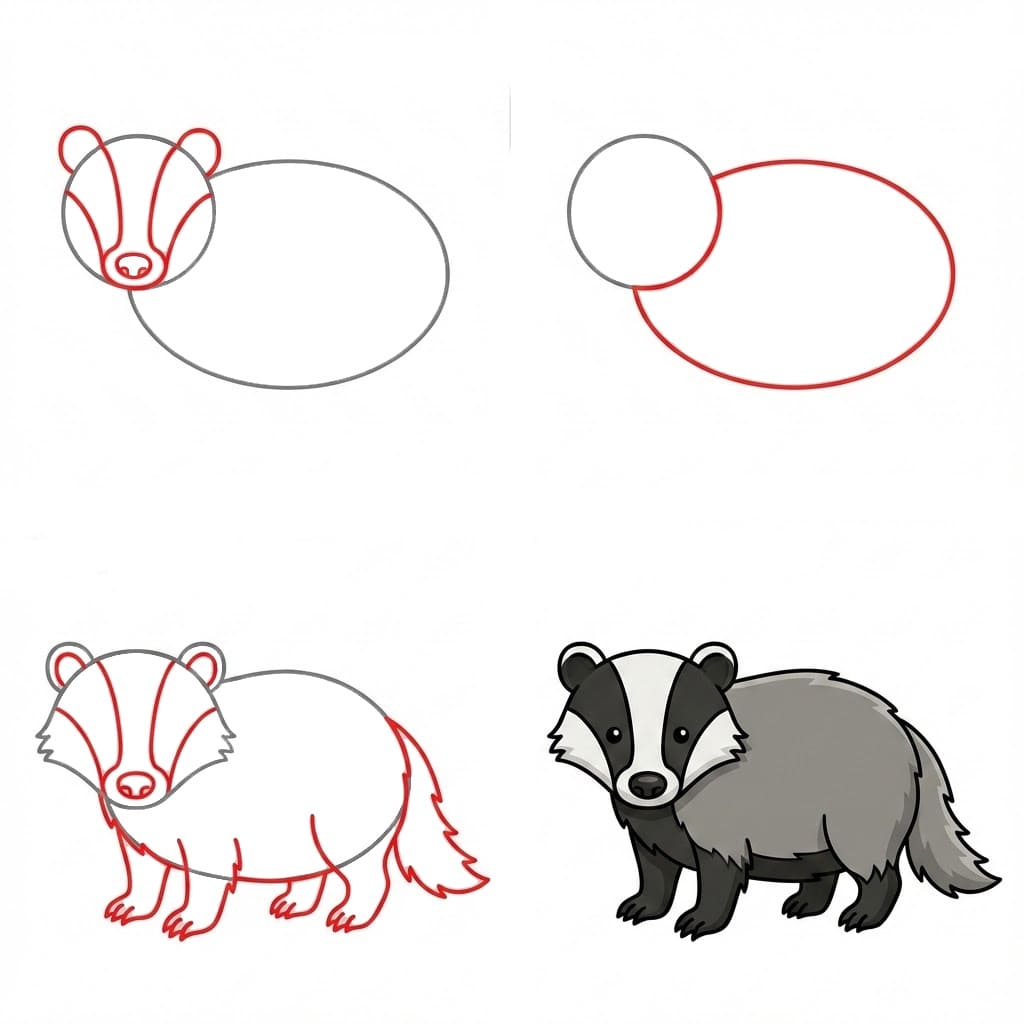 Easy badger Drawing Ideas