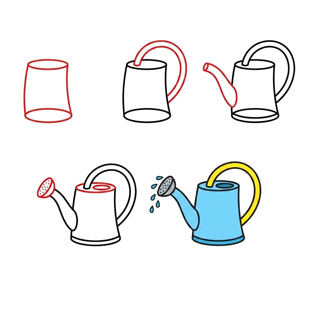 Easy watering can Drawing Ideas