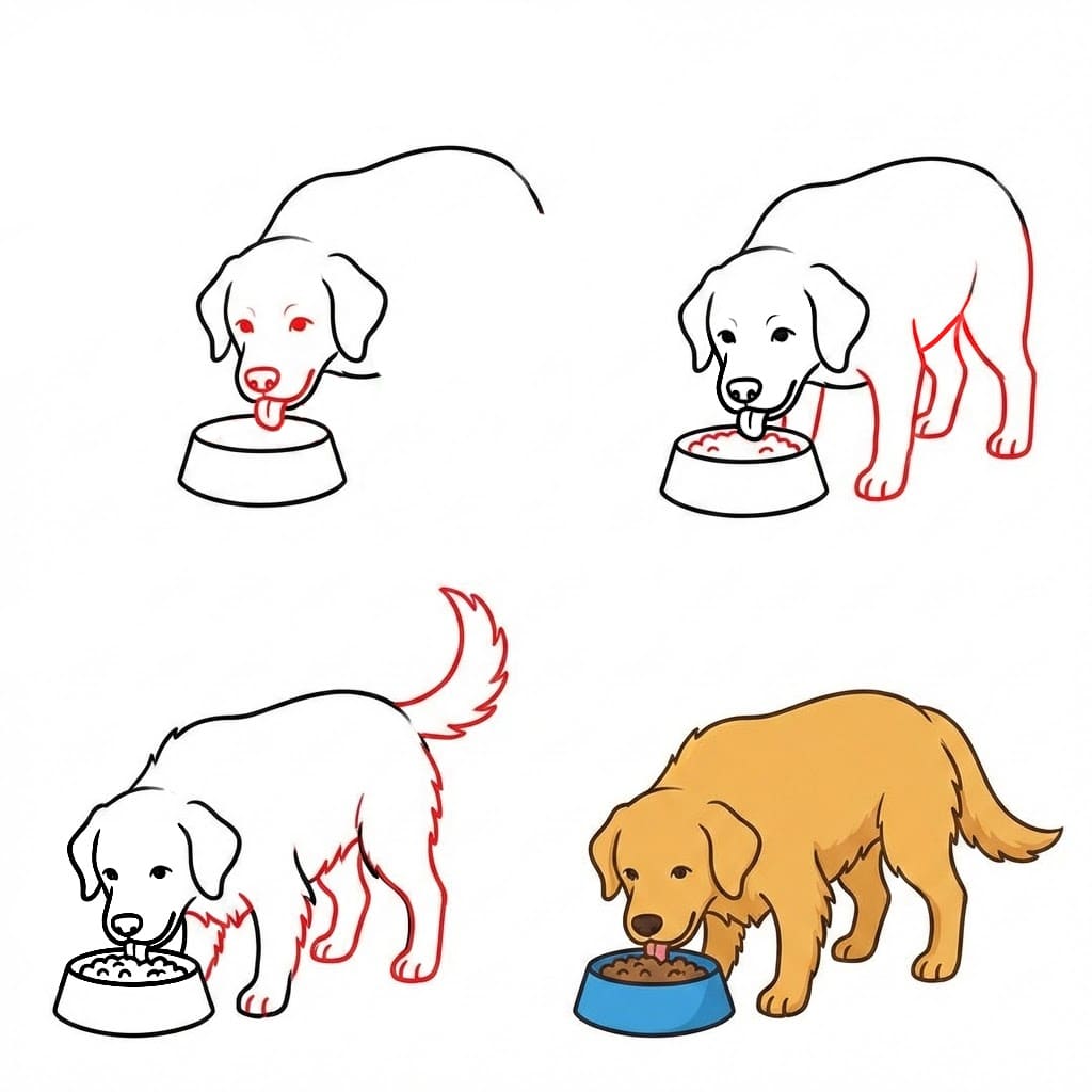Eating Golden Retriever Drawing Ideas
