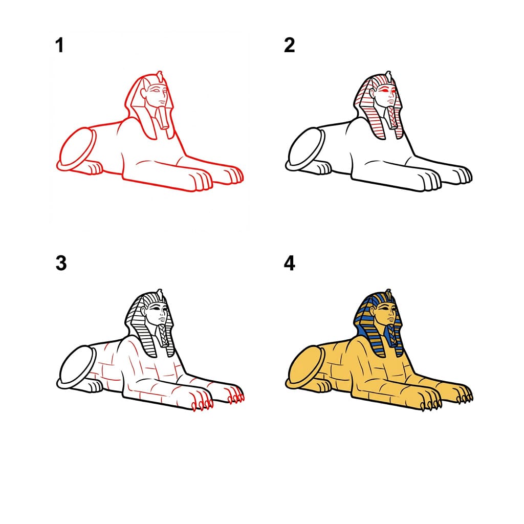Egyptian Sphinx Statue Drawing Ideas