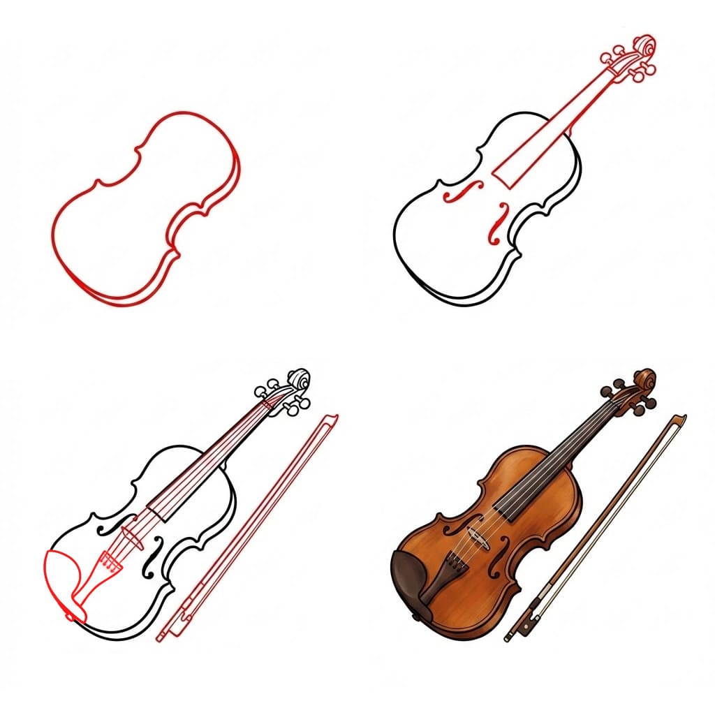 Elegant Violin Drawing Ideas
