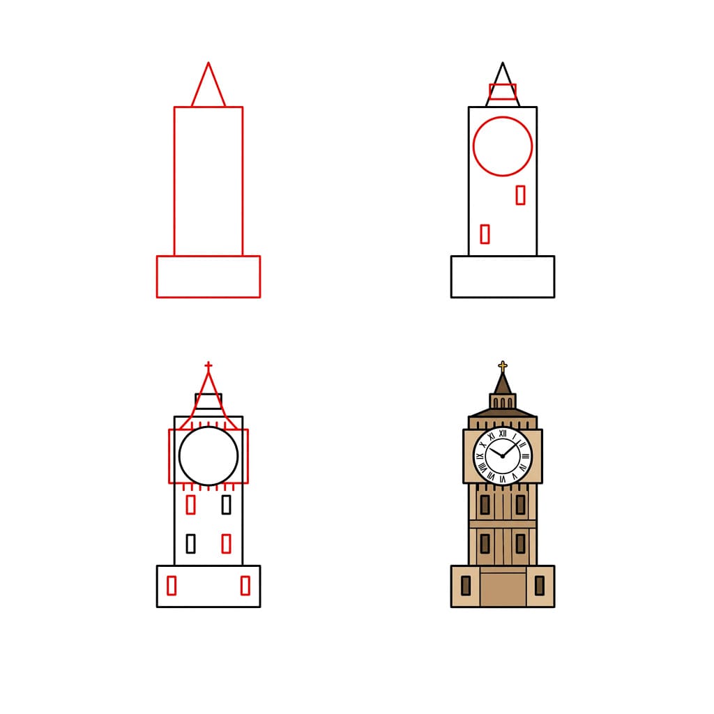 Famous Big Ben Tower Drawing Ideas