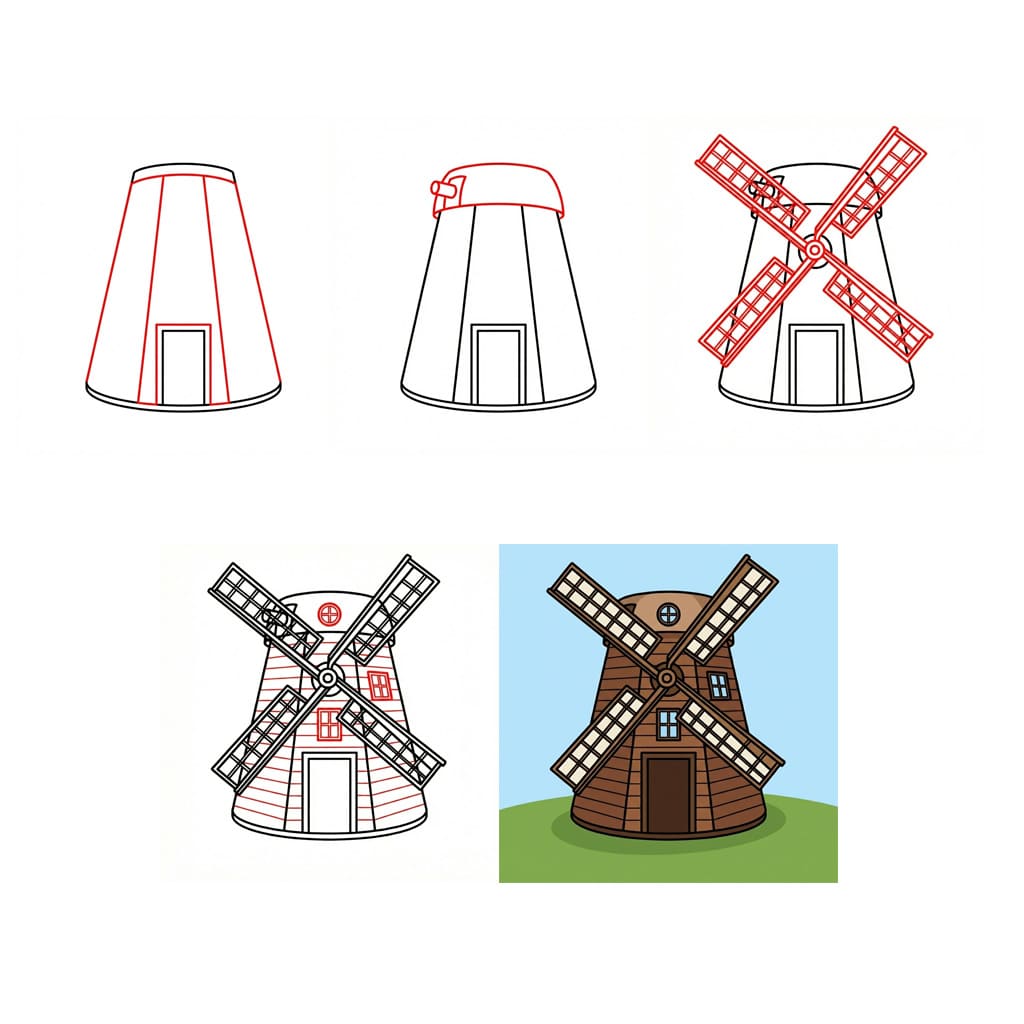 Farm Windmill Drawing Ideas