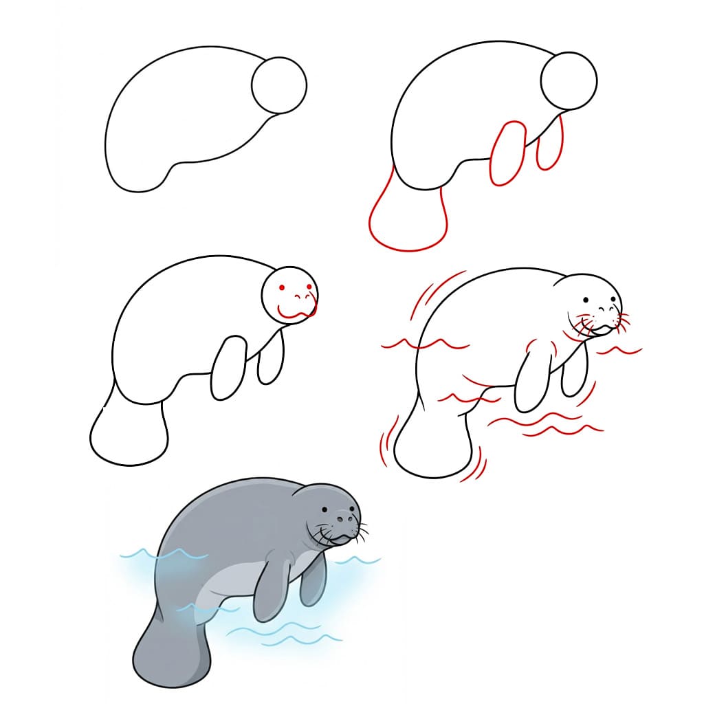 Manatee Drawing Ideas