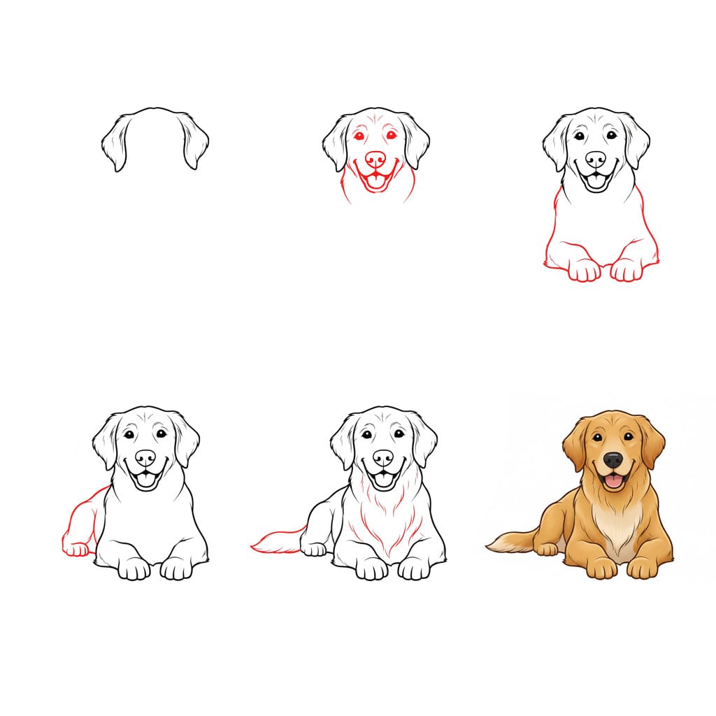 Friendly Golden Retriever Drawing Ideas