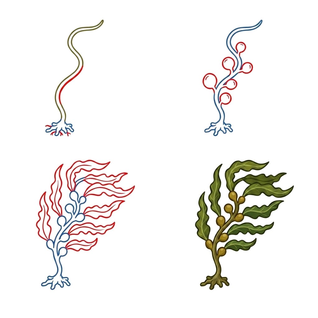 Giant Kelp seaweed Drawing Ideas