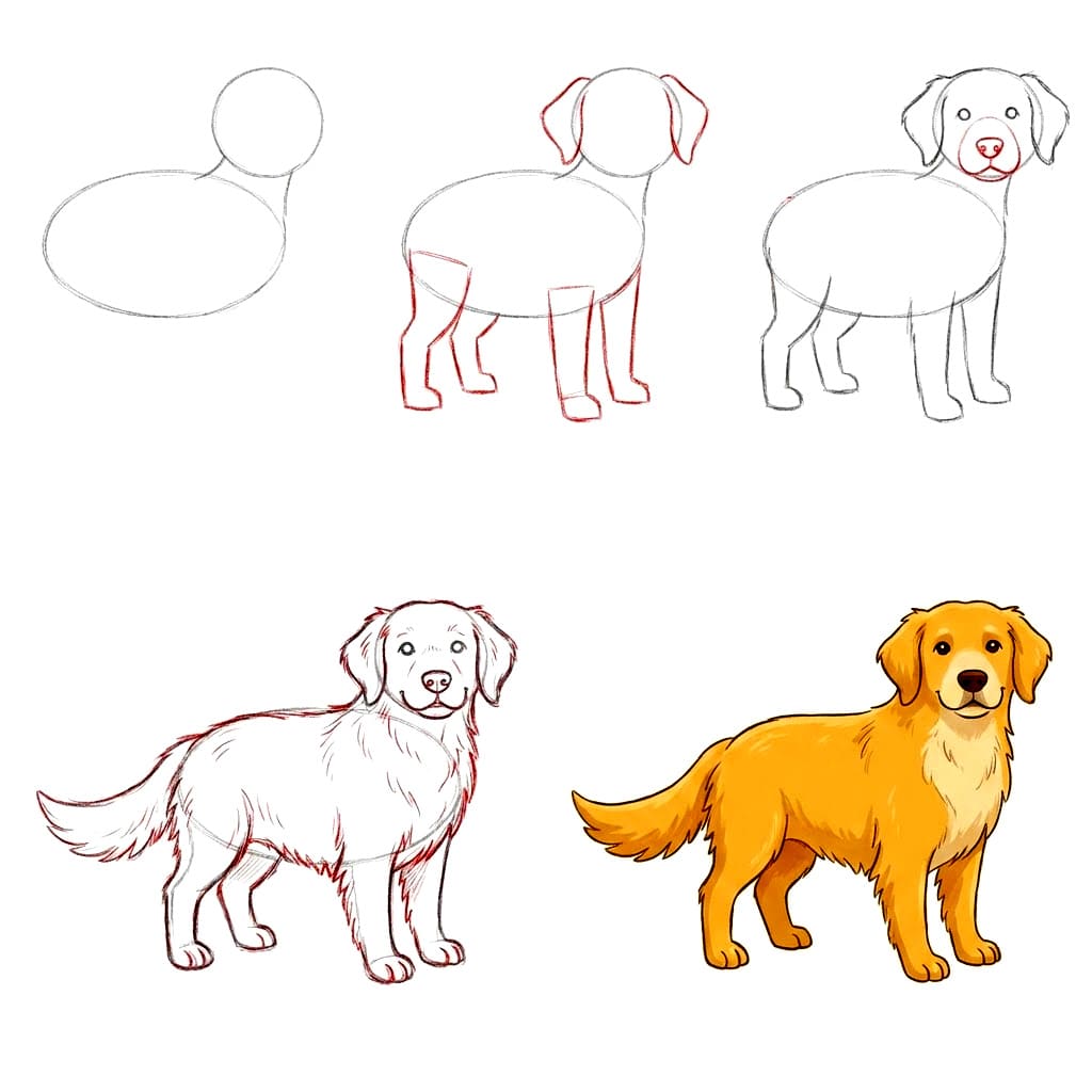 Golden Retriever Dog Breed Drawing Ideas