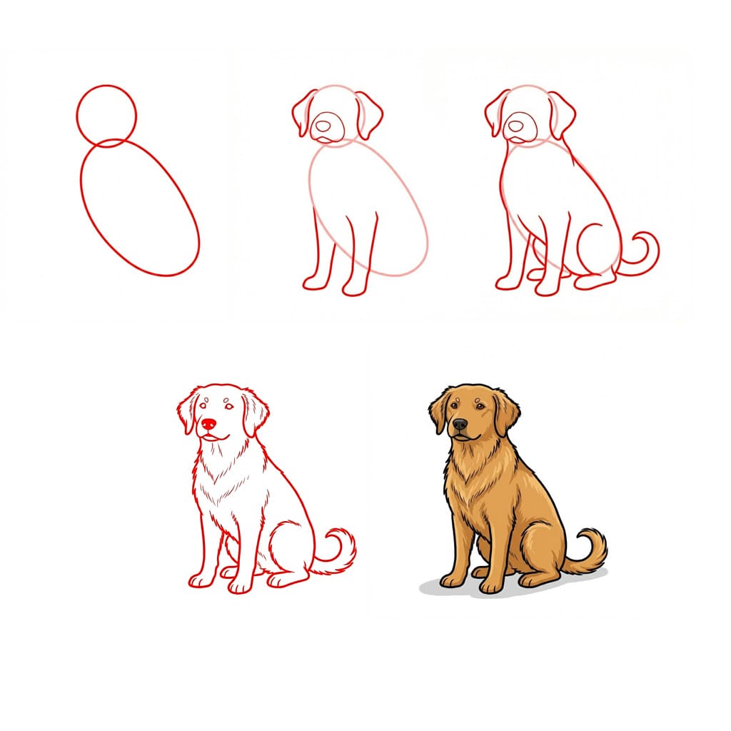 Golden Retriever Dog Drawing Ideas