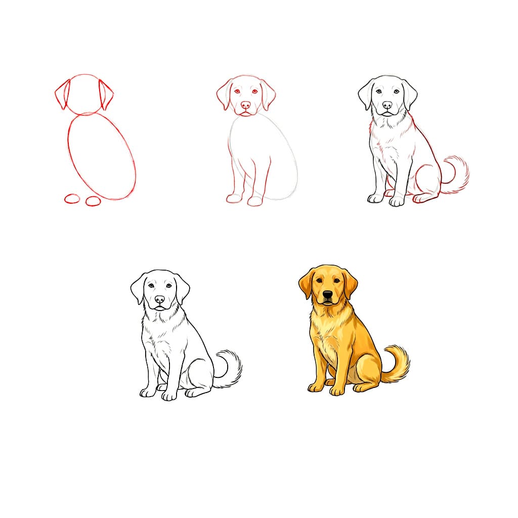 Golden Retriever House Dog Drawing Ideas