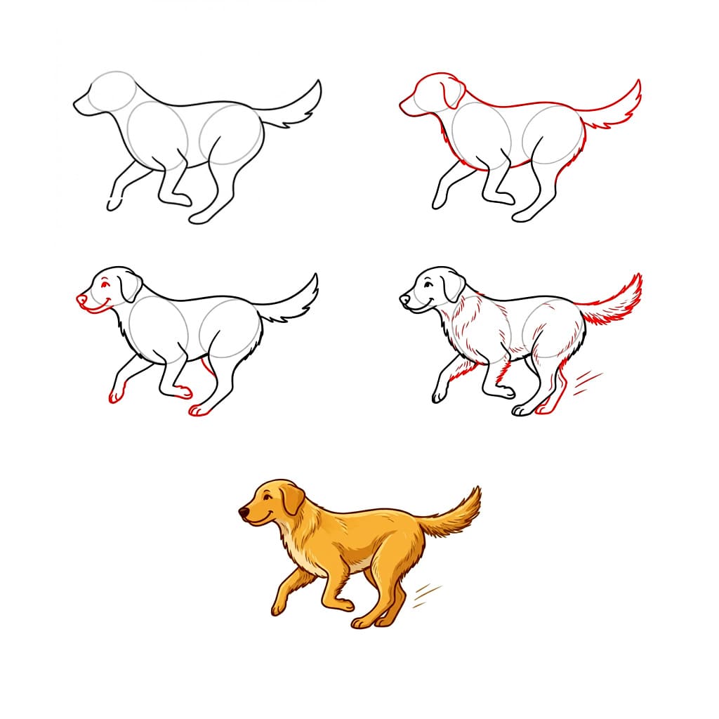 Golden Retriever running Drawing Ideas