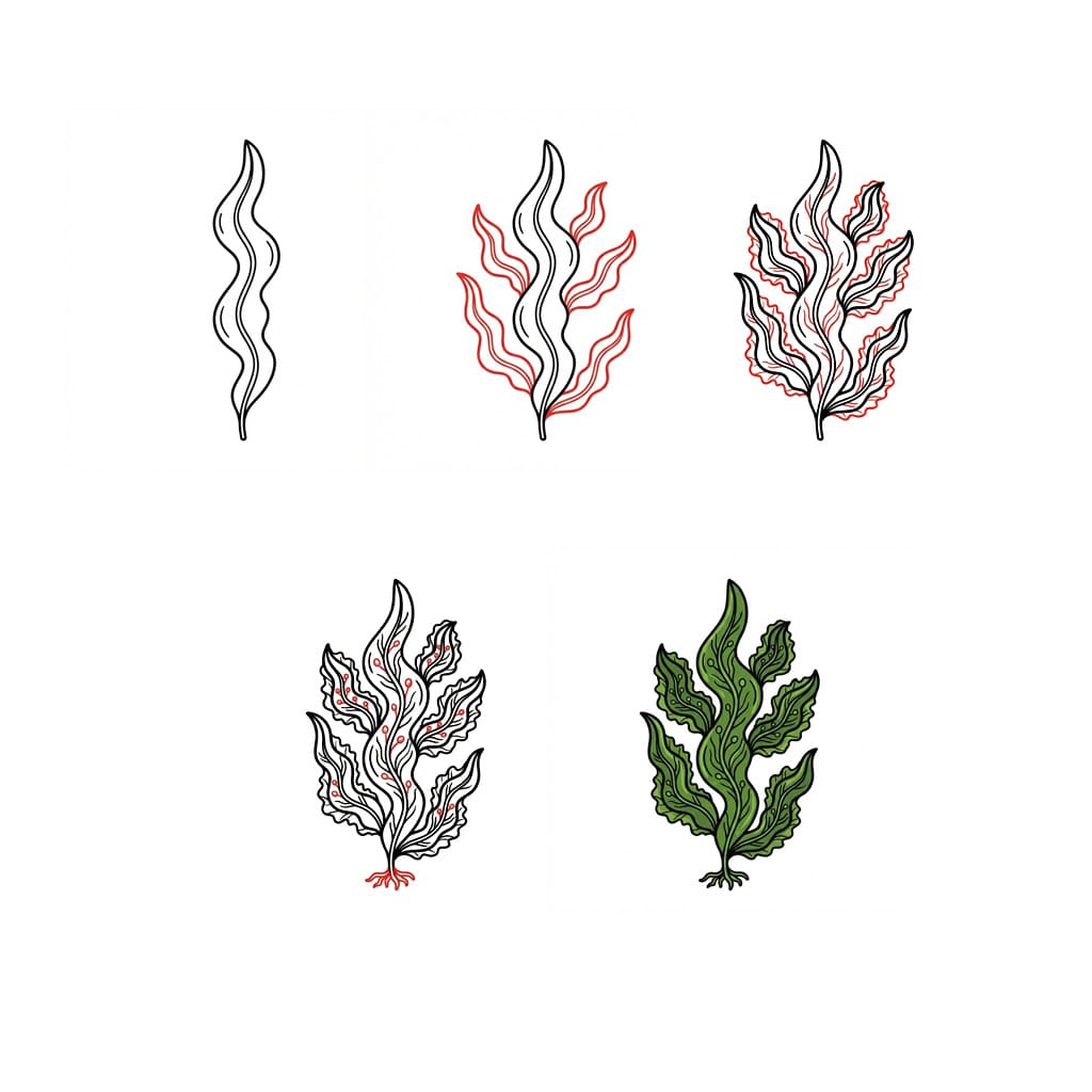 Green seaweed Drawing Ideas
