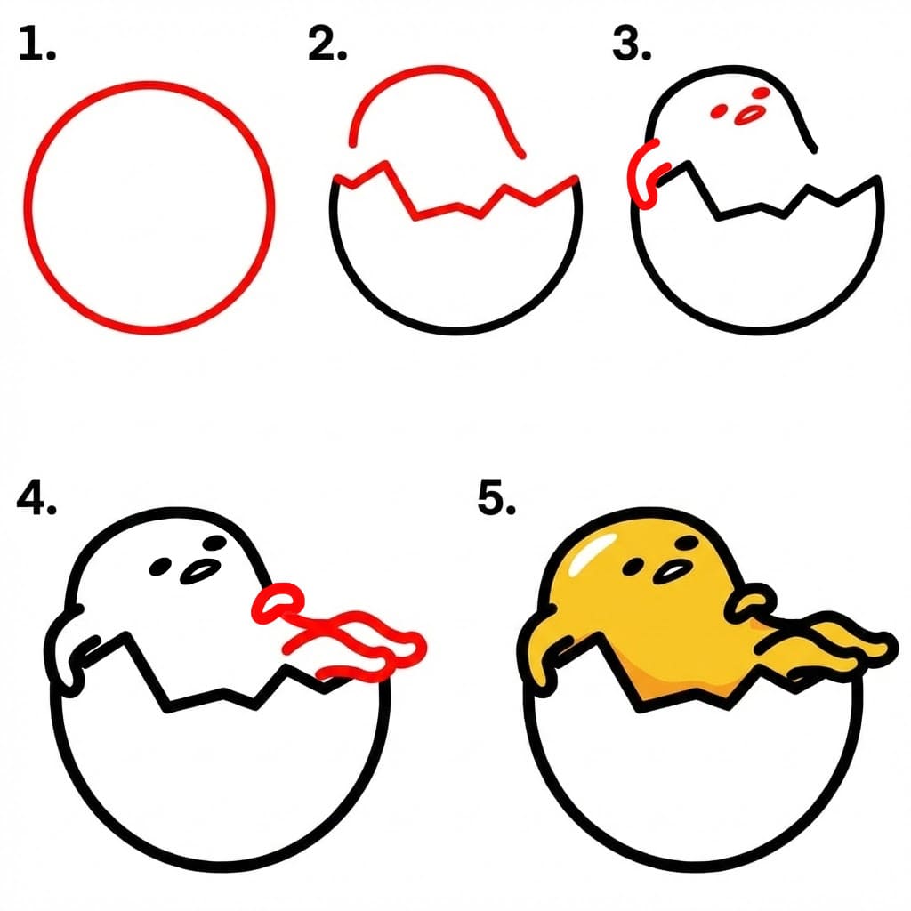 Gudetama in eggshell Drawing Ideas