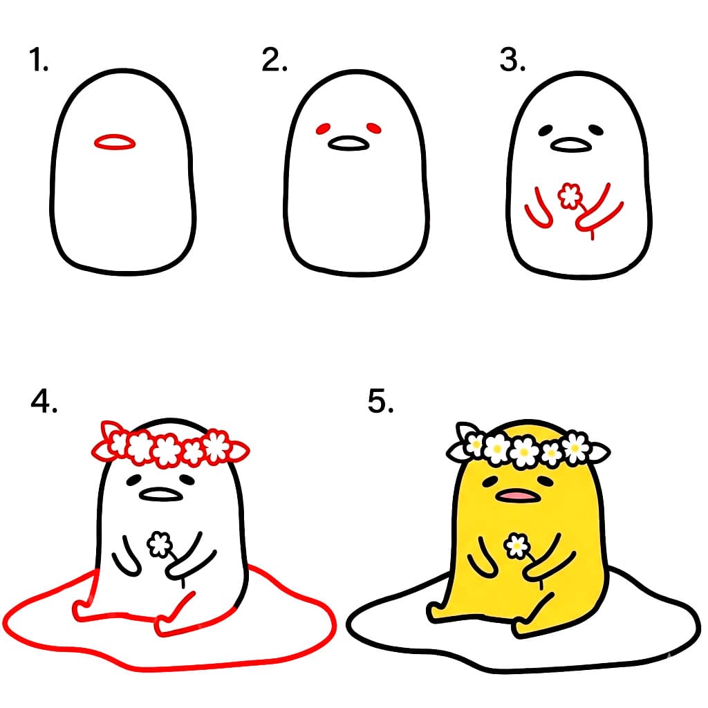 Gudetama wearing flower wreath Drawing Ideas