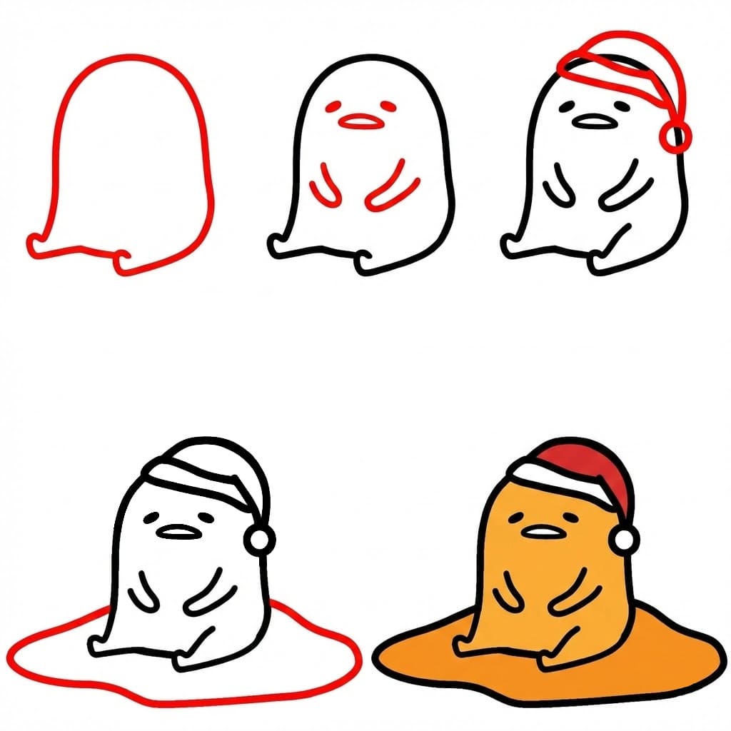 Gudetama with Santa hat Drawing Ideas