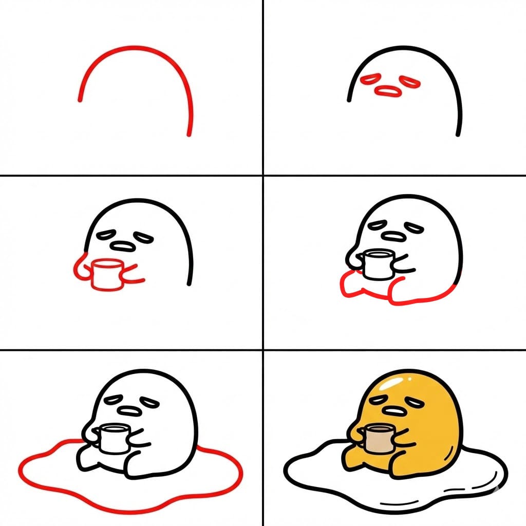 Gudetama with a cup Drawing Ideas