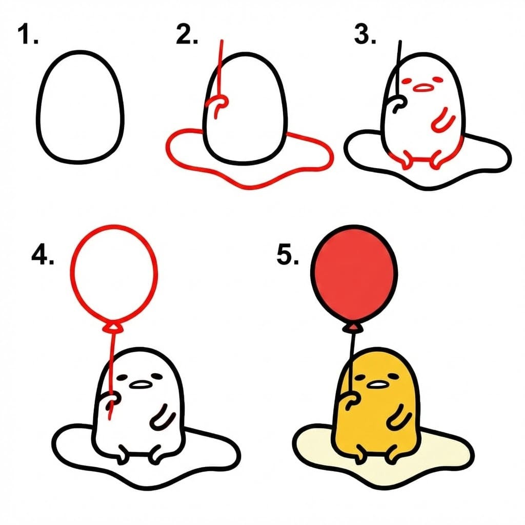 Gudetama with balloon Drawing Ideas
