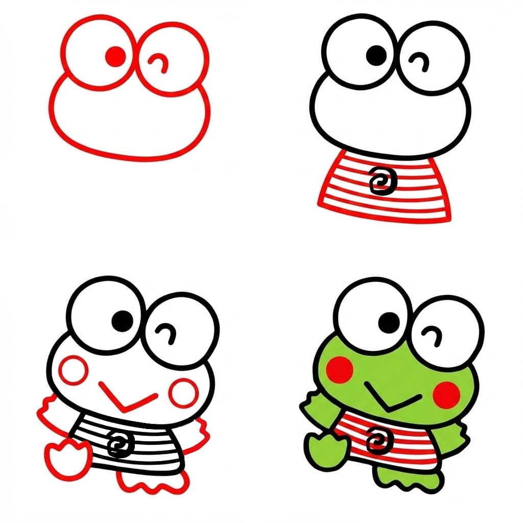 Happy Keroppi Drawing Ideas