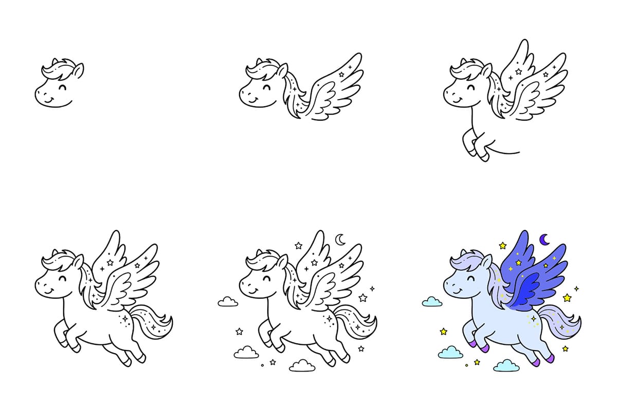 Happy Pegasus Drawing Ideas