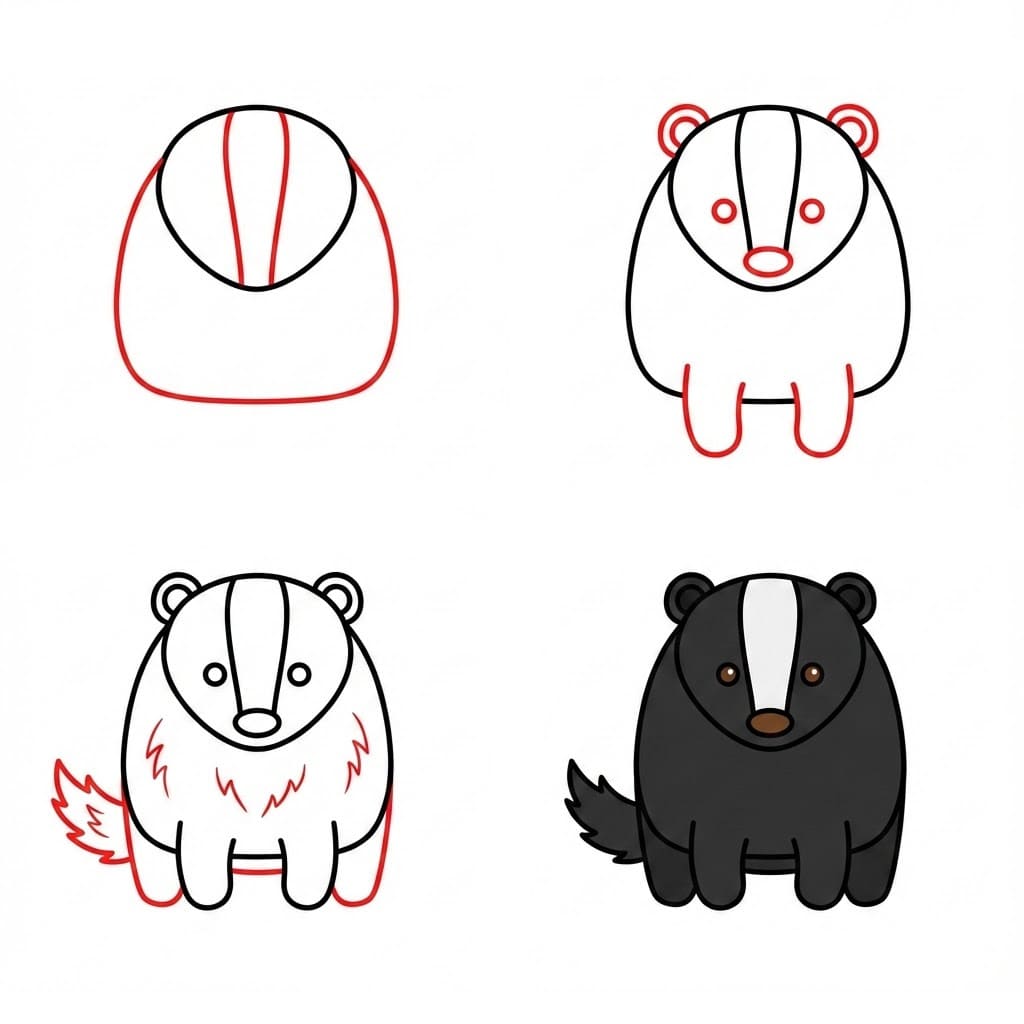Honey badger Drawing Ideas