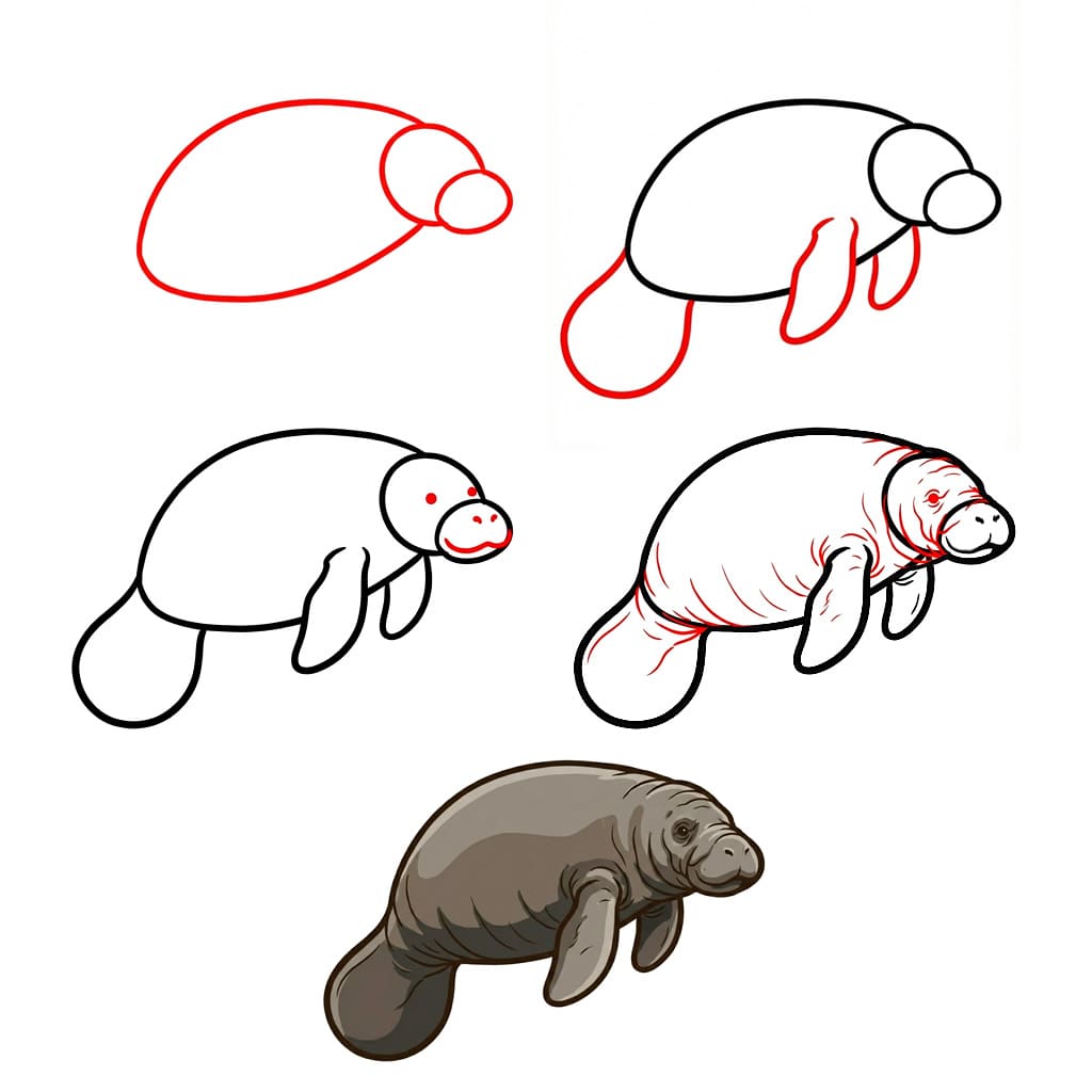 Huge manatee Drawing Ideas