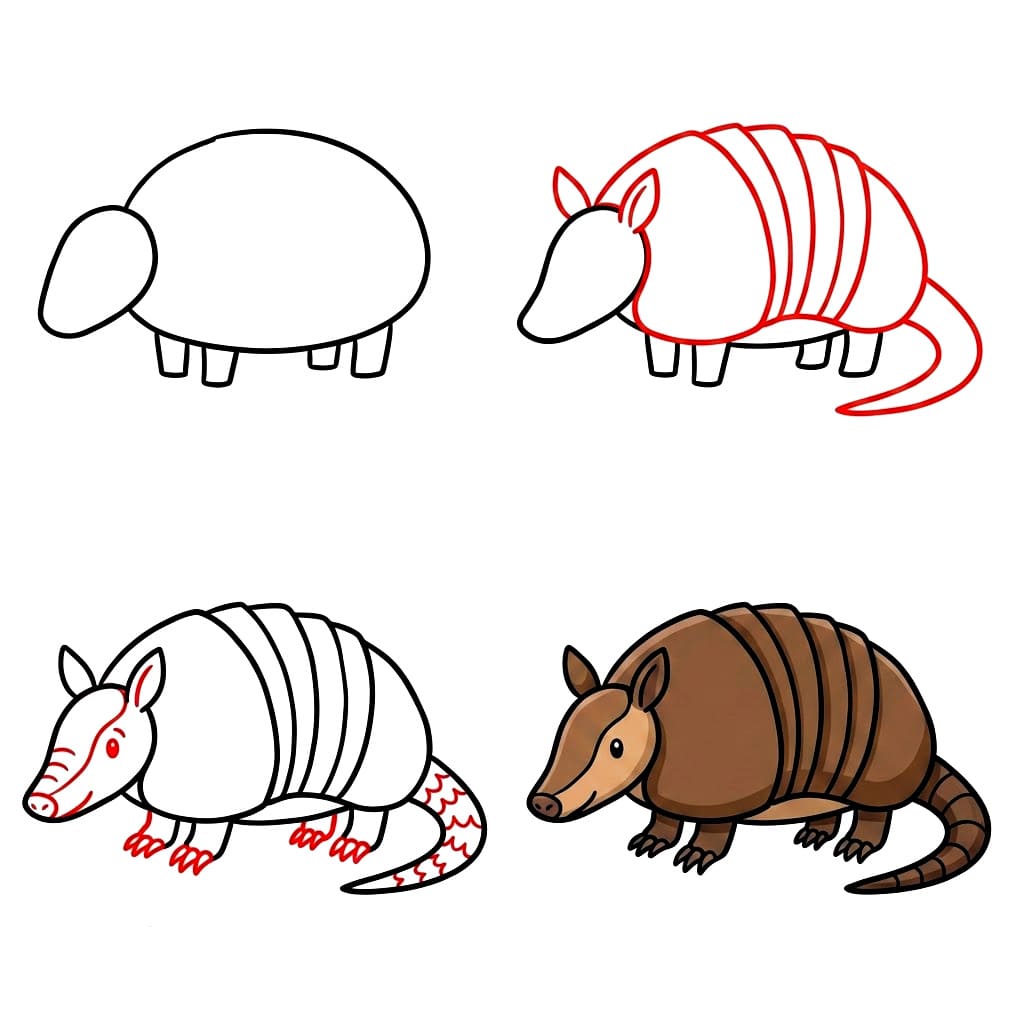 Joyful armadillo Drawing Ideas