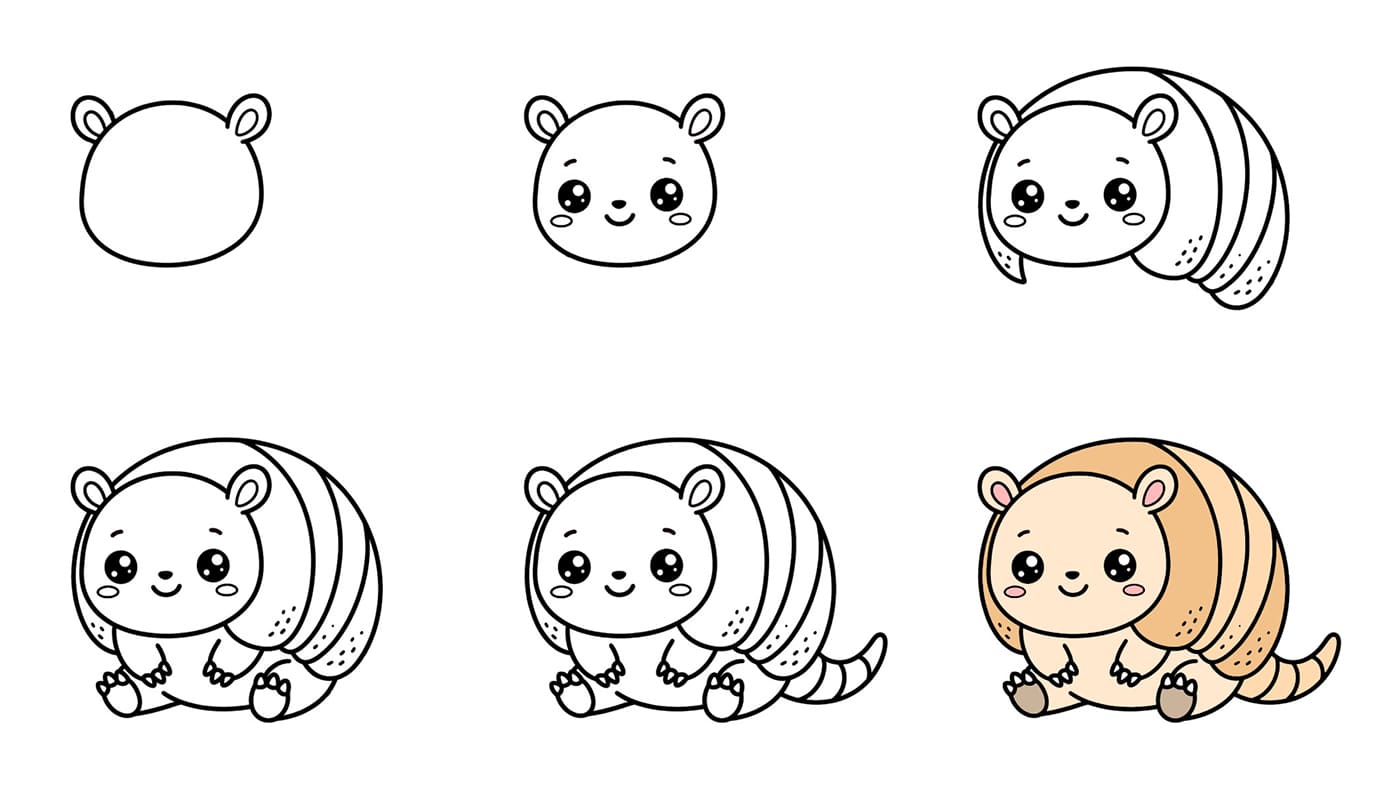 Kawaii armadillo Drawing Ideas