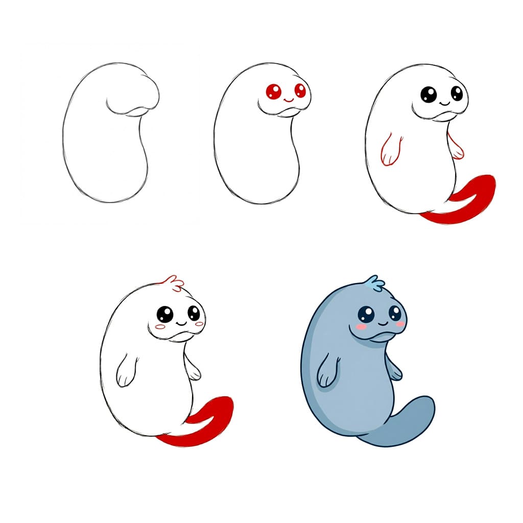 Kawaii manatee Drawing Ideas