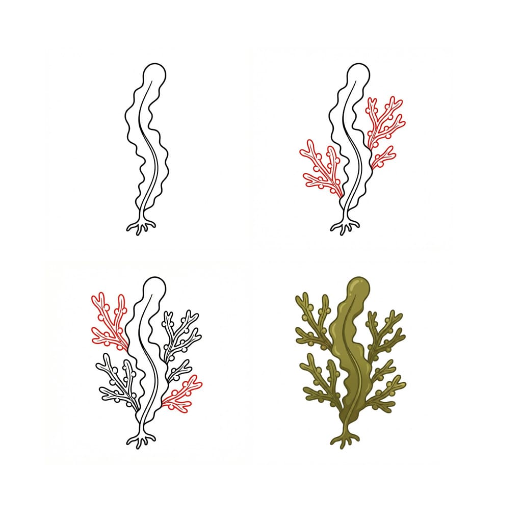 Kelp seaweed Drawing Ideas