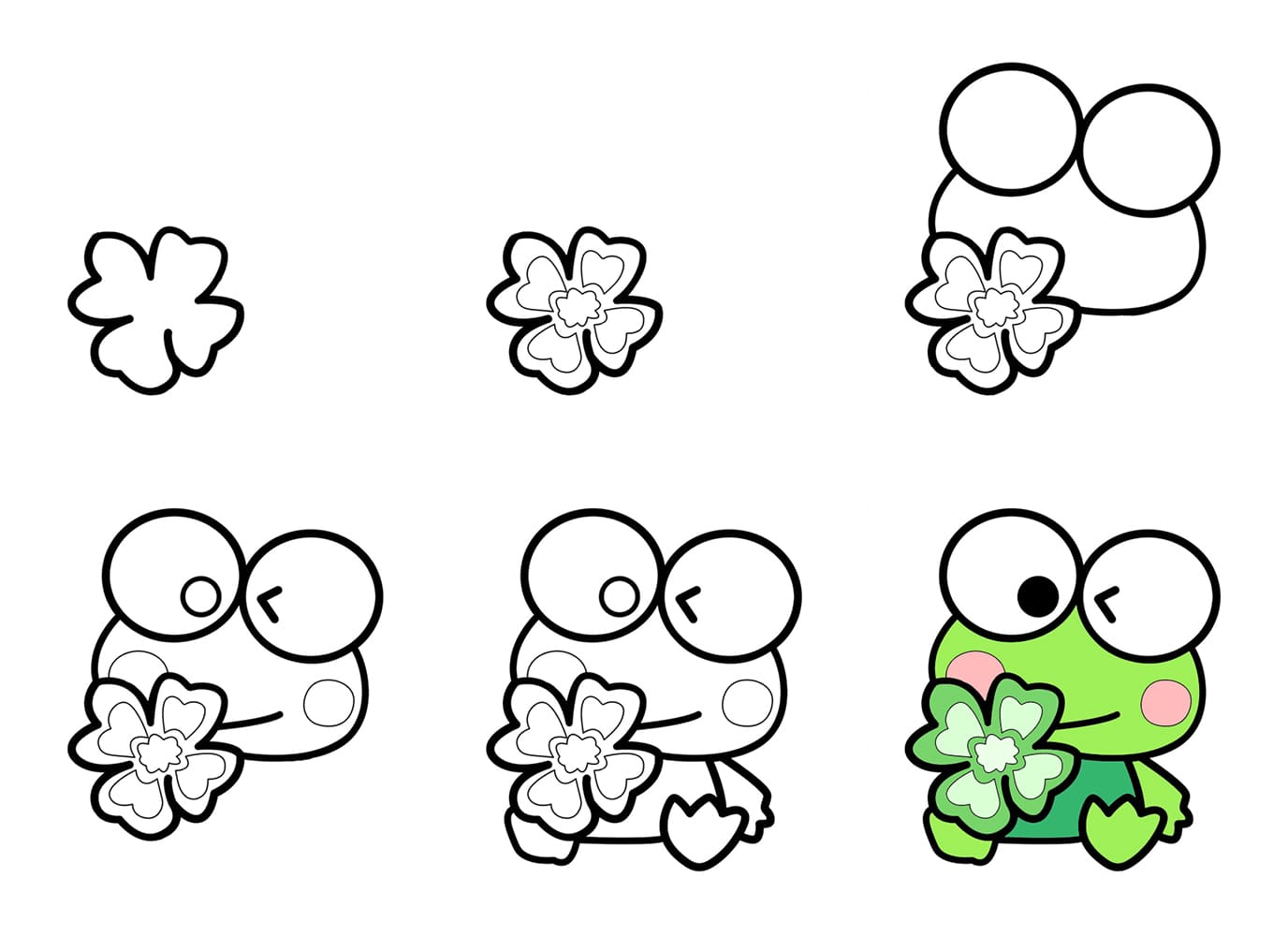 Keroppi and a clover Drawing Ideas