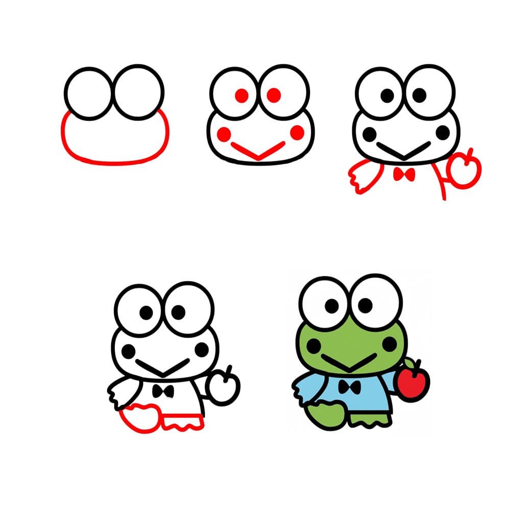 Keroppi with an apple Drawing Ideas