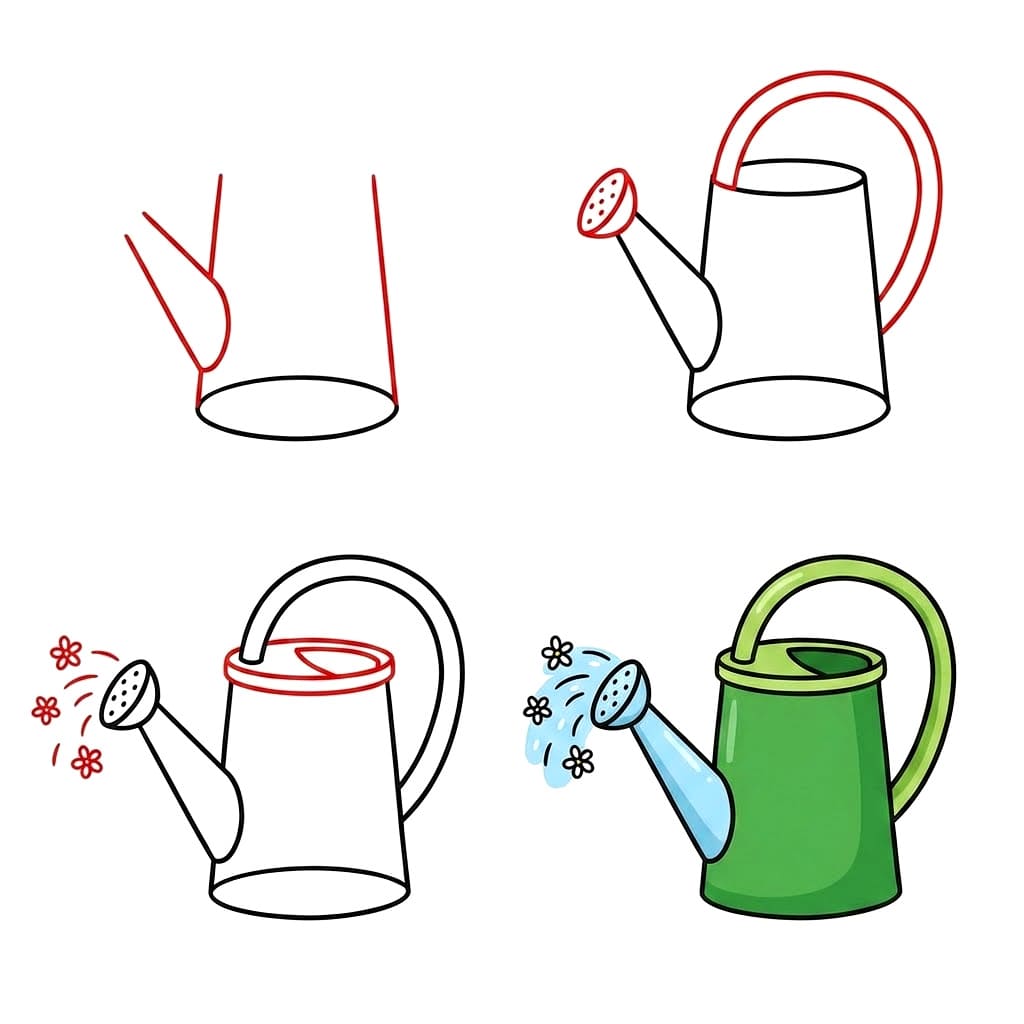 Kids watering can Drawing Ideas