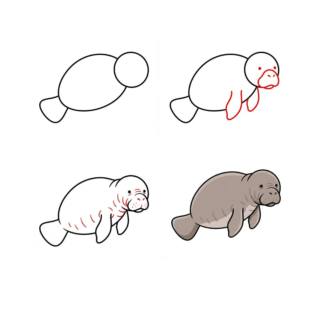 Little manatee Drawing Ideas