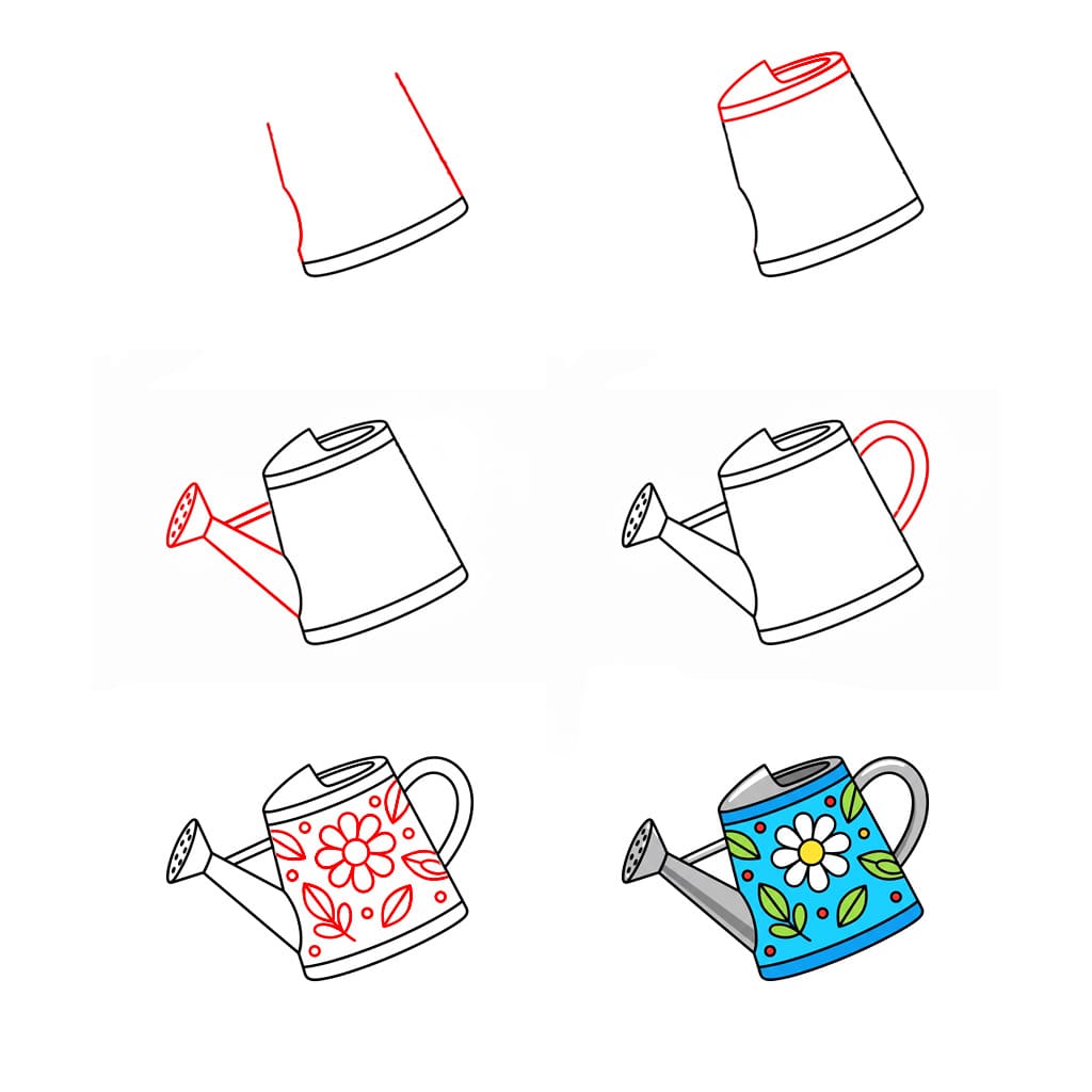 Lovely watering can Drawing Ideas