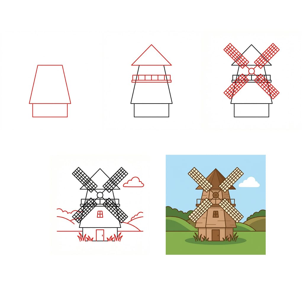 Modern Windmill Drawing Ideas