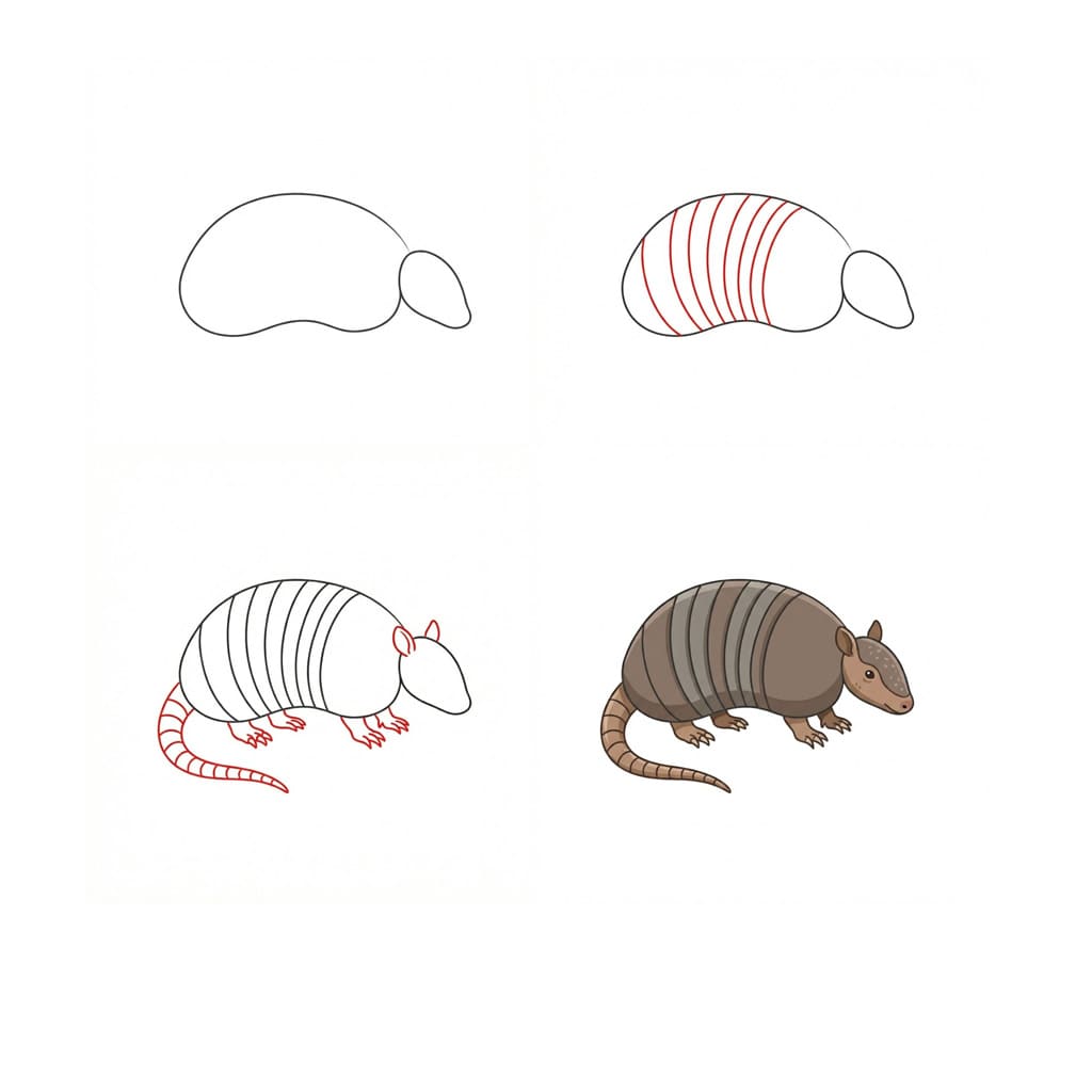 Nine-banded armadillo Drawing Ideas
