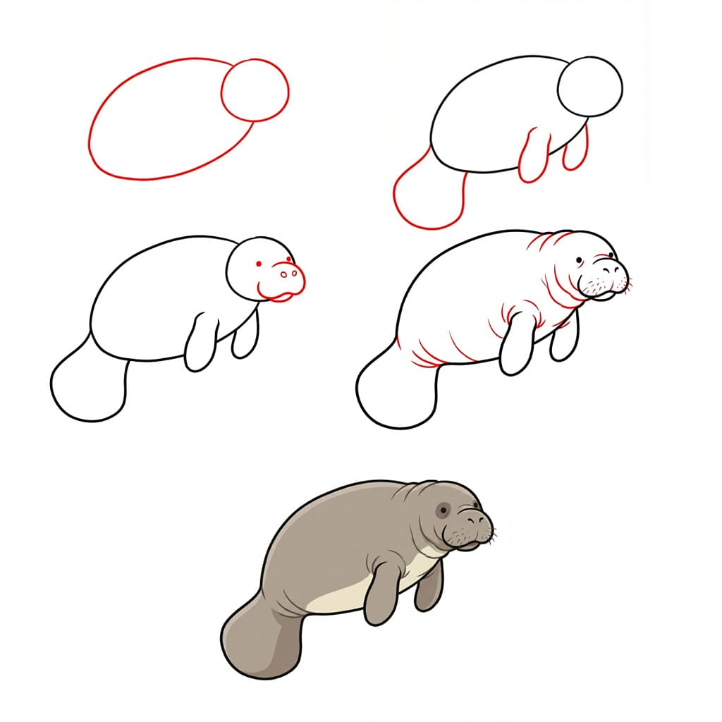 Ocean manatee Drawing Ideas