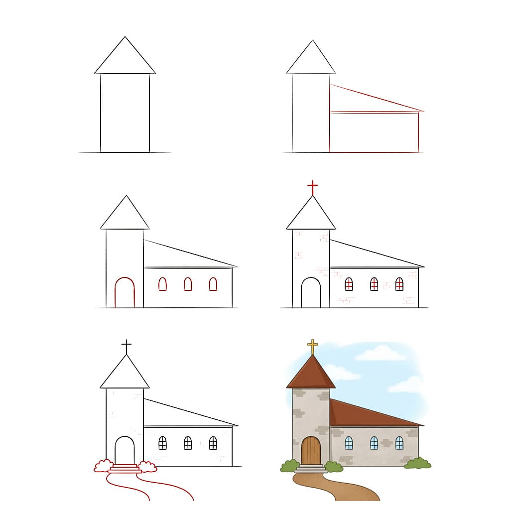 Old Catholic Church Drawing Ideas